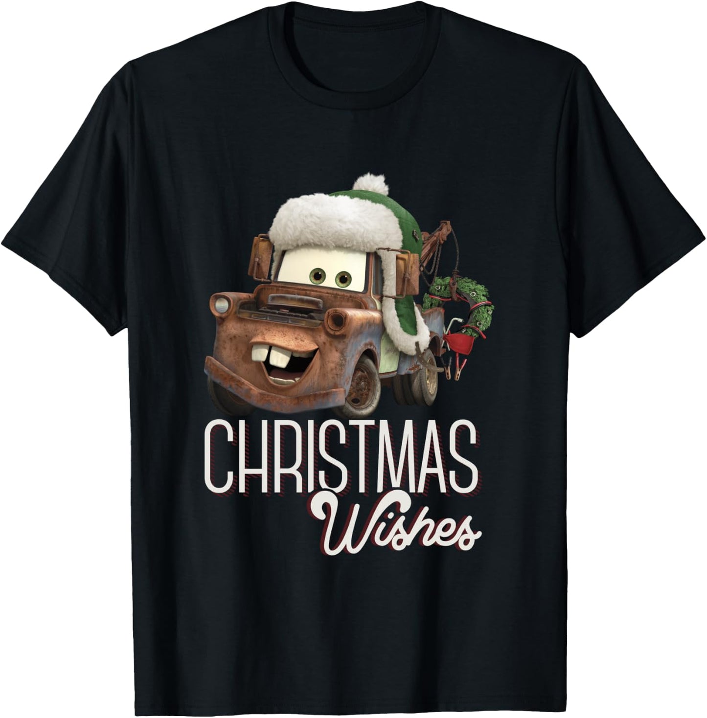 Disney Pixar Cars Tow Mater Christmas Wishes Portrait T-Shirt - T-Shirt | Black