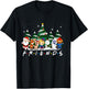 Friends Christmas Santa Rudolph Snowman Family Pajama Xmas T-Shirt - T-Shirt | Black