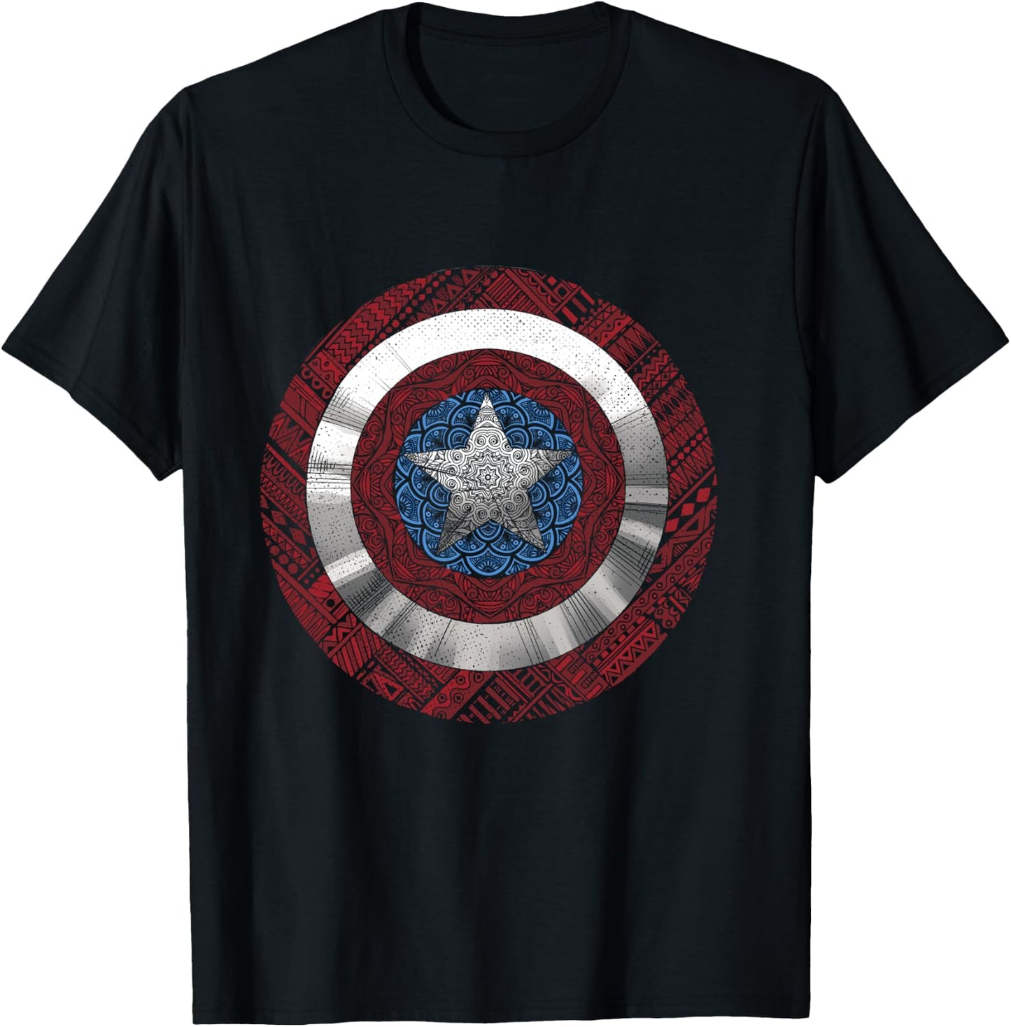 Marvel Captain America Avenger Ornate Shield T-Shirt - T-Shirt | Black
