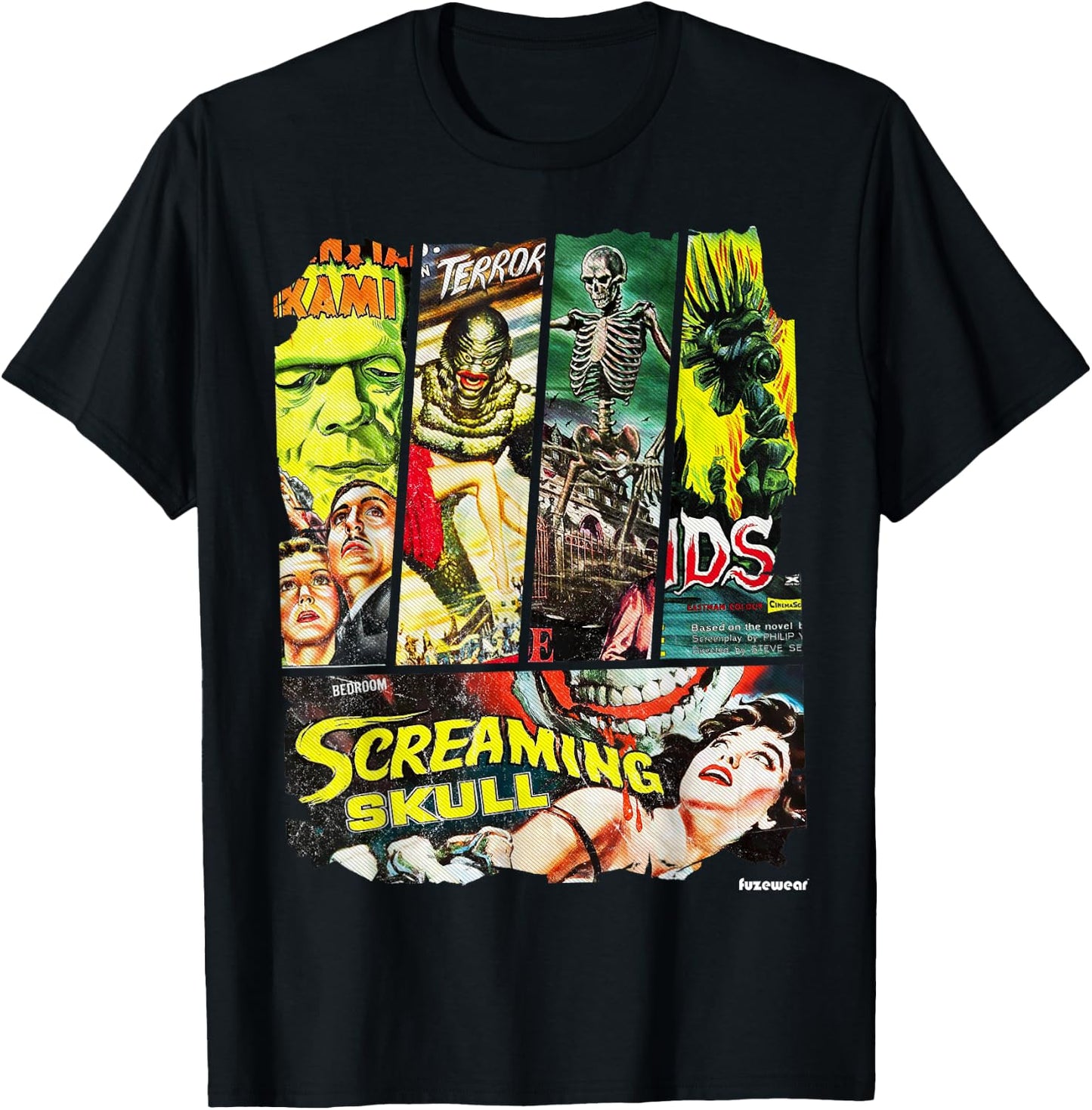 Vintage Style Sci Fi Horror Movie Poster Collage T-Shirt - T-Shirt | Black
