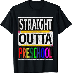 Kids Straight Outta Preschool Graduation Gift T-Shirt - T-Shirt | Black