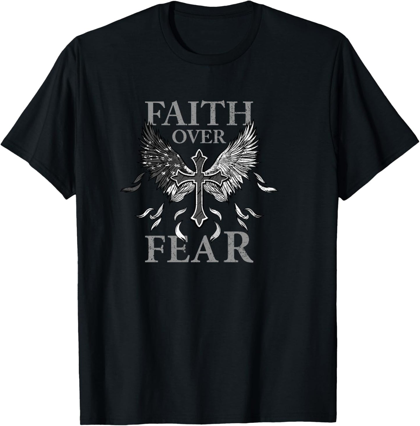USA Flag Faith Over Fear Patriotic American Prayer Retro T-Shirt - T-Shirt | Black