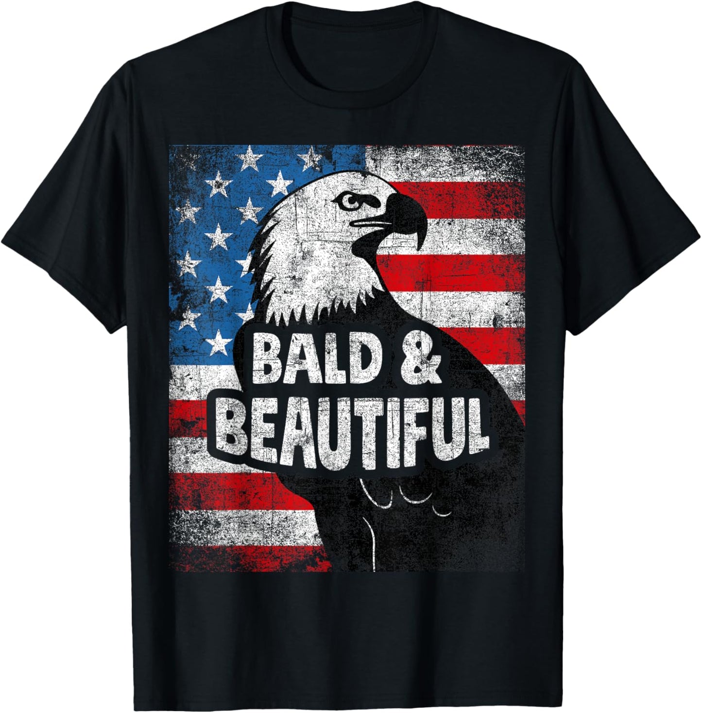 Eagle distressed vintage American flag grunge bald beautiful T-Shirt - T-Shirt | Black