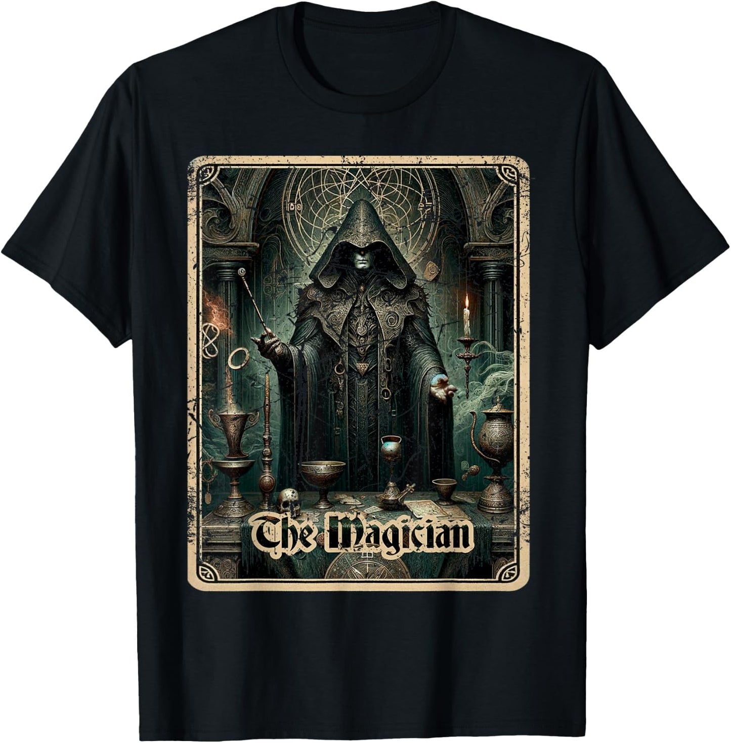 Magician Tarot Card Black Horror T-Shirt - T-Shirt | Black