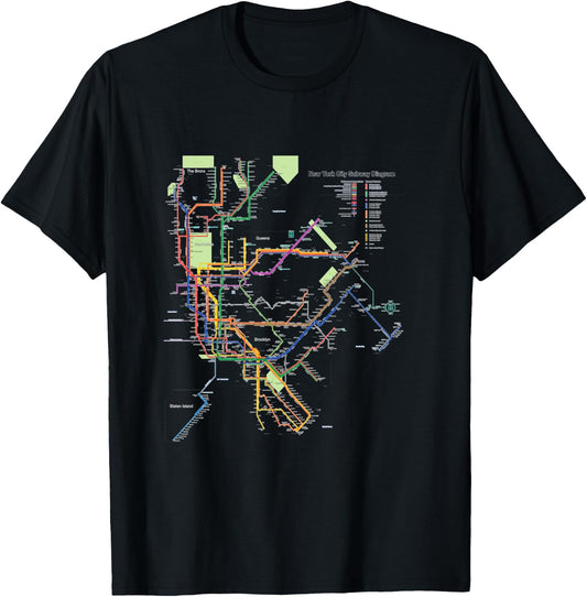 New York City Metro Map Art I Heart NY Souvenir Gifts T-Shirt - T-Shirt | Black