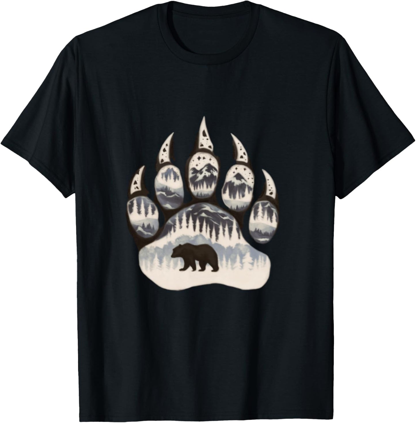 Grizzly Bear Paw Graphic Design T-Shirt - T-Shirt | Black