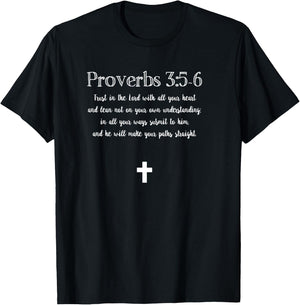 Proverbs 3:5-6 Bible Verse Scripture Christian T-Shirt - T-Shirt | Black