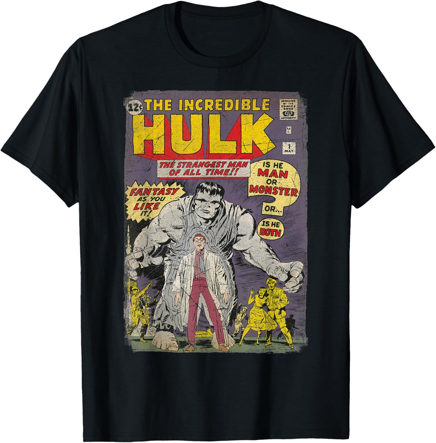 Marvel The Incredible Hulk Classic Retro Comic Book T-Shirt - T-Shirt | Black