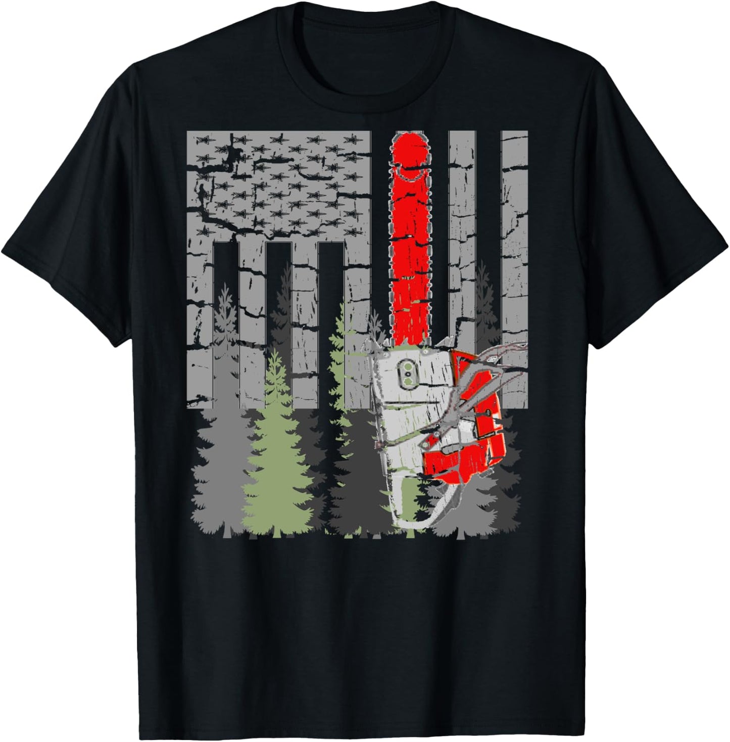 Thin Red Line Chainsaw and Woods T-Shirt - T-Shirt | Black