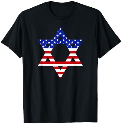 Star of David American Flag Proud Patriotic Jewish Graphic Kids Men T-Shirt - T-Shirt | Black