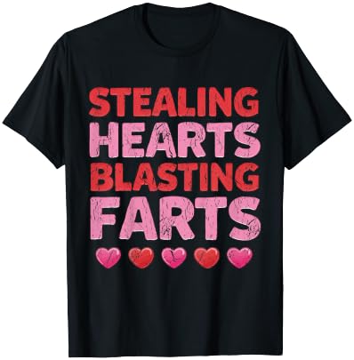 Funny Stealing Hearts Blasting Farts Naughty Valentine T-Shirt - T-Shirt | Black