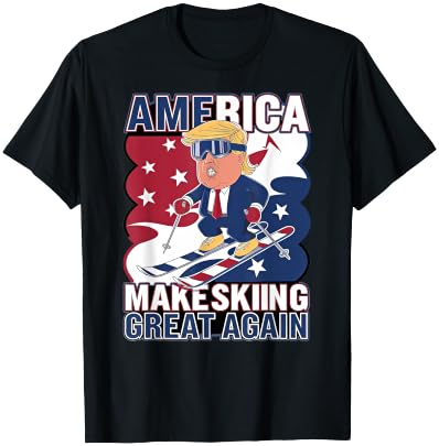 Cool Make Skiing Great Again Donald Trump Ski USA T-Shirt - T-Shirt | Black