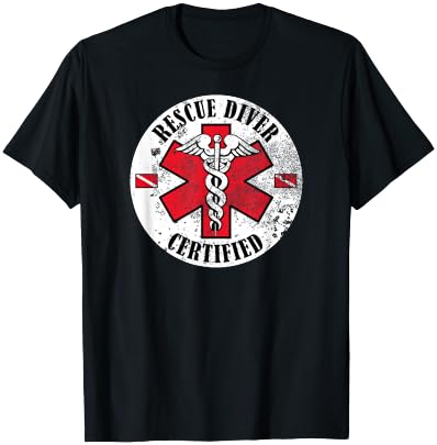 Rescue Diver Certified (Distressed) T-Shirt - T-Shirt | Black