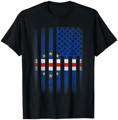 Cape Verdean American Flag Cabo Verde Usa America T-Shirt - T-Shirt | Black
