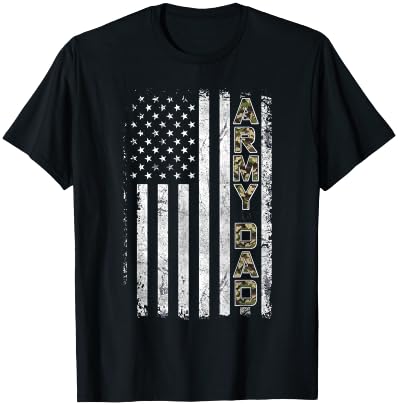 Proud Army Dad T Shirt United States USA Flag Father Gift T-Shirt - T-Shirt | Black