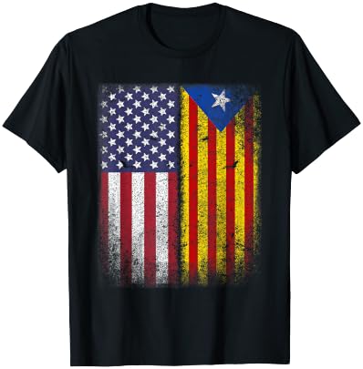 Catalan American Flag Catalunya Usa Catalonia T-Shirt - T-Shirt | Black